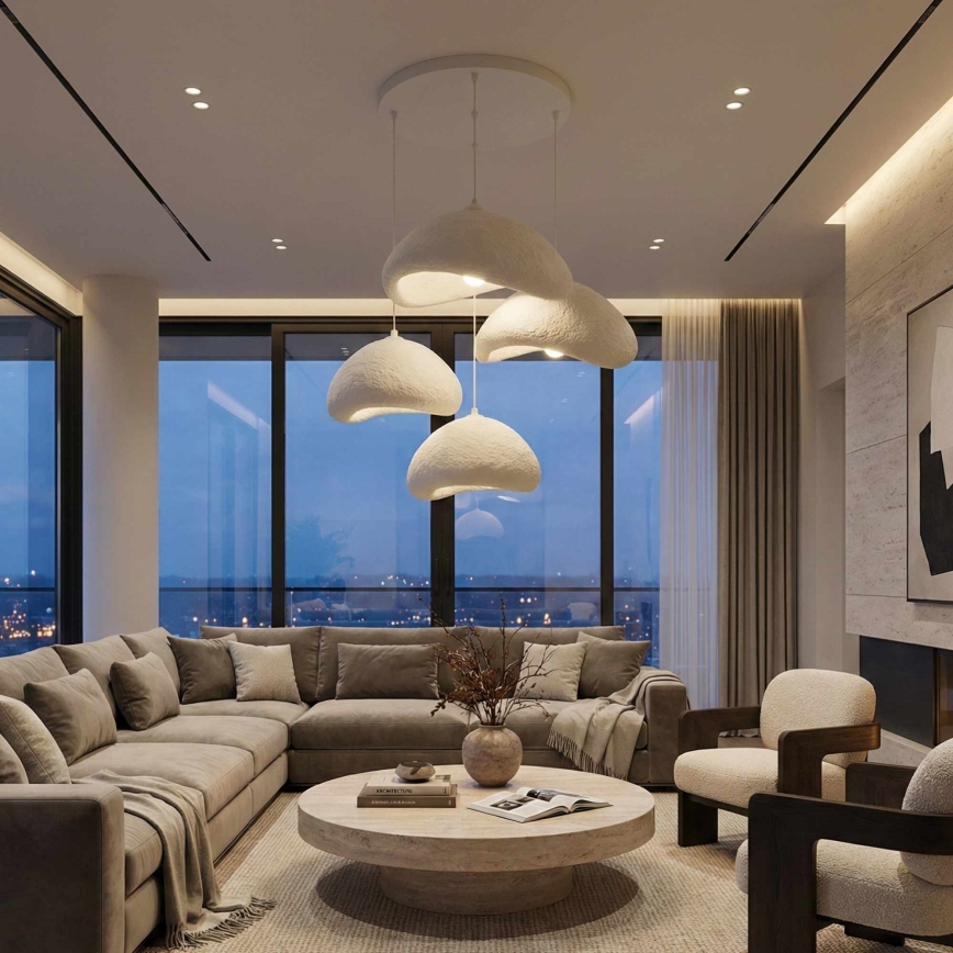 Brilagi - Pendel med kabel WABI SABI 4xE27/40W/230V Ø 90 cm hvid