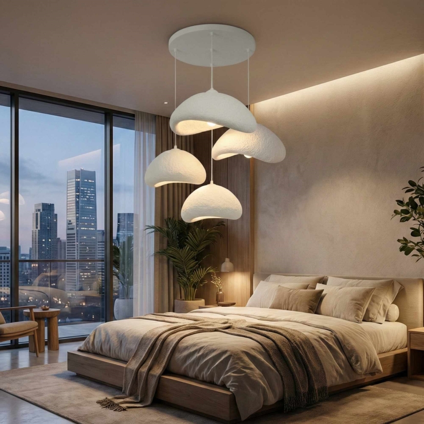 Brilagi - Pendel med kabel WABI SABI 4xE27/40W/230V Ø 90 cm hvid