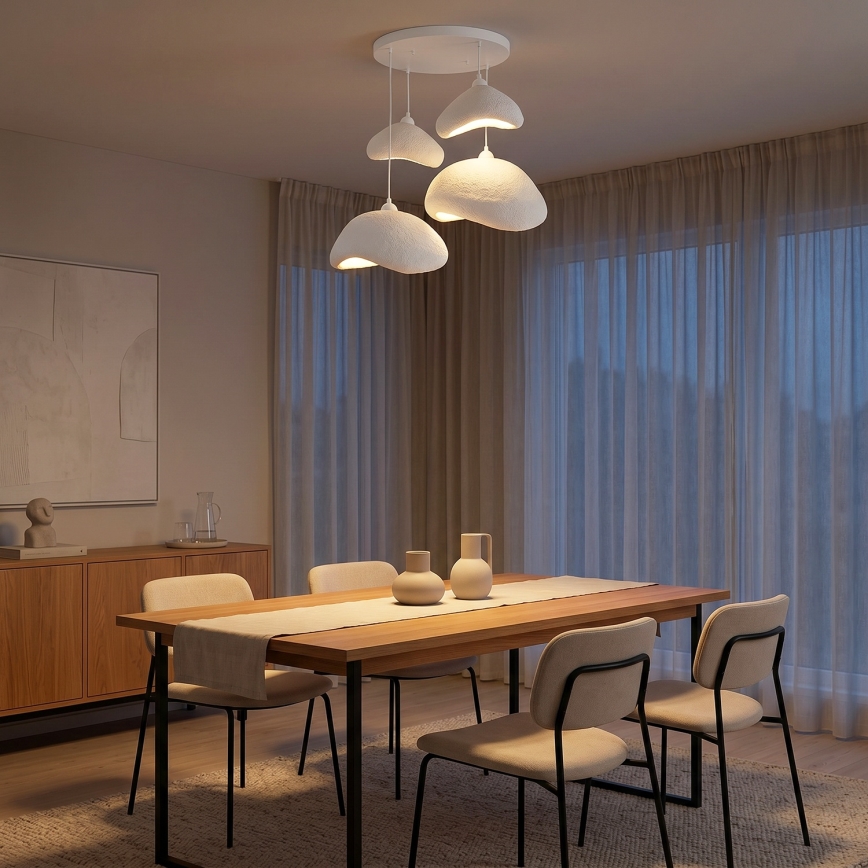 Brilagi - Pendel med kabel WABI SABI 4xE27/40W/230V Ø 90 cm hvid