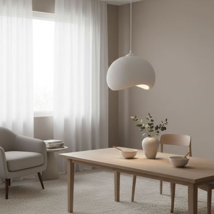 Brilagi - Pendel med kabel YONTU 1xE27/40W/230V Ø 34 cm hvid