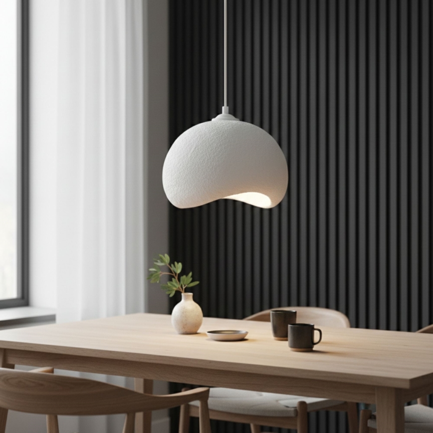 Brilagi - Pendel med kabel YONTU 1xE27/40W/230V Ø 34 cm hvid