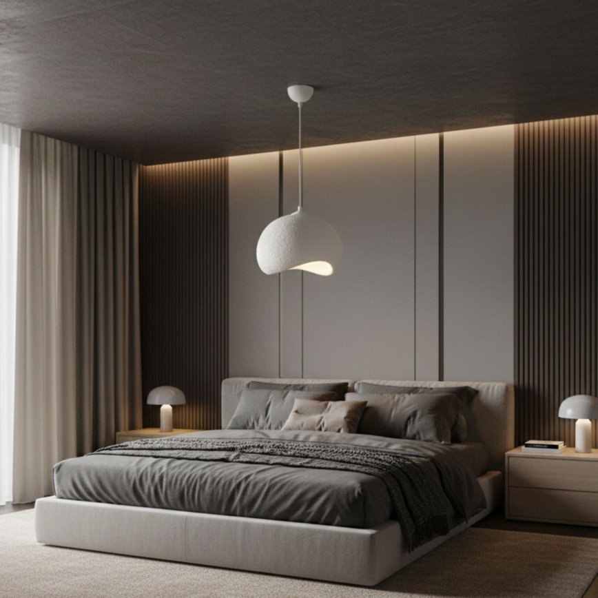 Brilagi - Pendel med kabel YONTU 1xE27/40W/230V Ø 34 cm hvid