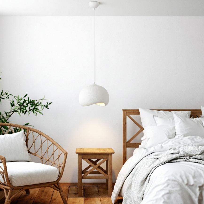 Brilagi - Pendel med kabel YONTU 1xE27/40W/230V Ø 34 cm hvid