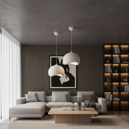 Brilagi - Pendel med kabel YONTU 1xE27/40W/230V Ø 34 cm hvid