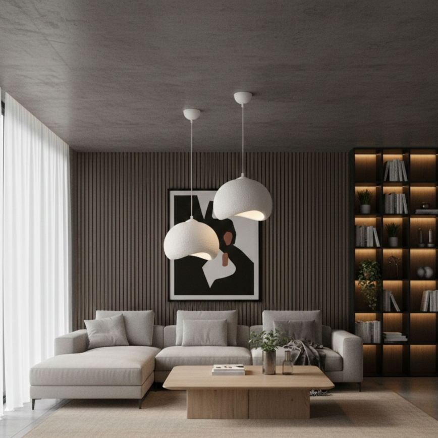 Brilagi - Pendel med kabel YONTU 1xE27/40W/230V Ø 34 cm hvid