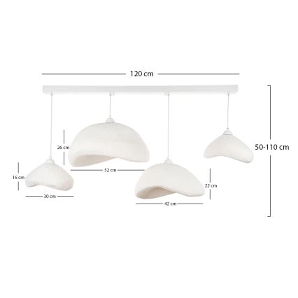 Brilagi - Pendel med kabelophæng WABI SABI 4xE27/40W/230V hvid