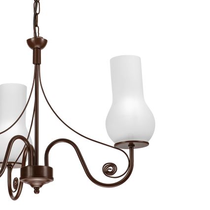 Brilagi - Pendel med kædeophæng COTTAGE 3xE14/40W/230V brun/hvid