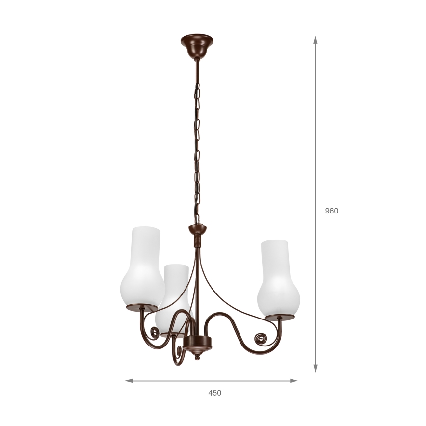 Brilagi - Pendel med kædeophæng COTTAGE 3xE14/40W/230V brun/hvid