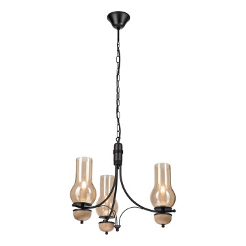 Brilagi - Pendel med kædeophæng COTTAGE 3xE14/40W/230V bøg/brun