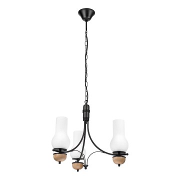 Brilagi - Pendel med kædeophæng COTTAGE 3xE14/40W/230V bøg/hvid