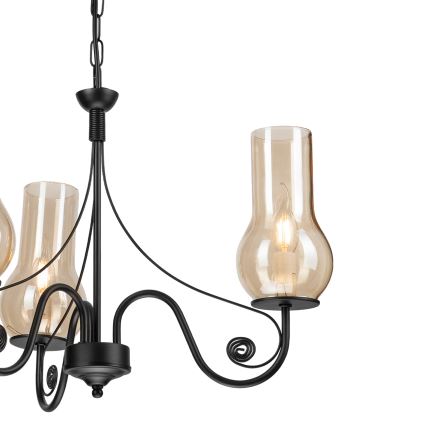Brilagi - Pendel med kædeophæng COTTAGE 3xE14/40W/230V sort/brun
