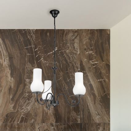 Brilagi - Pendel med kædeophæng COTTAGE 3xE14/40W/230V sort/hvid