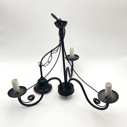 Brilagi - Pendel med kædeophæng COTTAGE 3xE14/40W/230V sort/hvid
