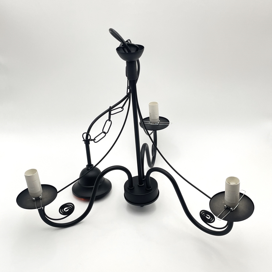 Brilagi - Pendel med kædeophæng COTTAGE 3xE14/40W/230V sort/hvid