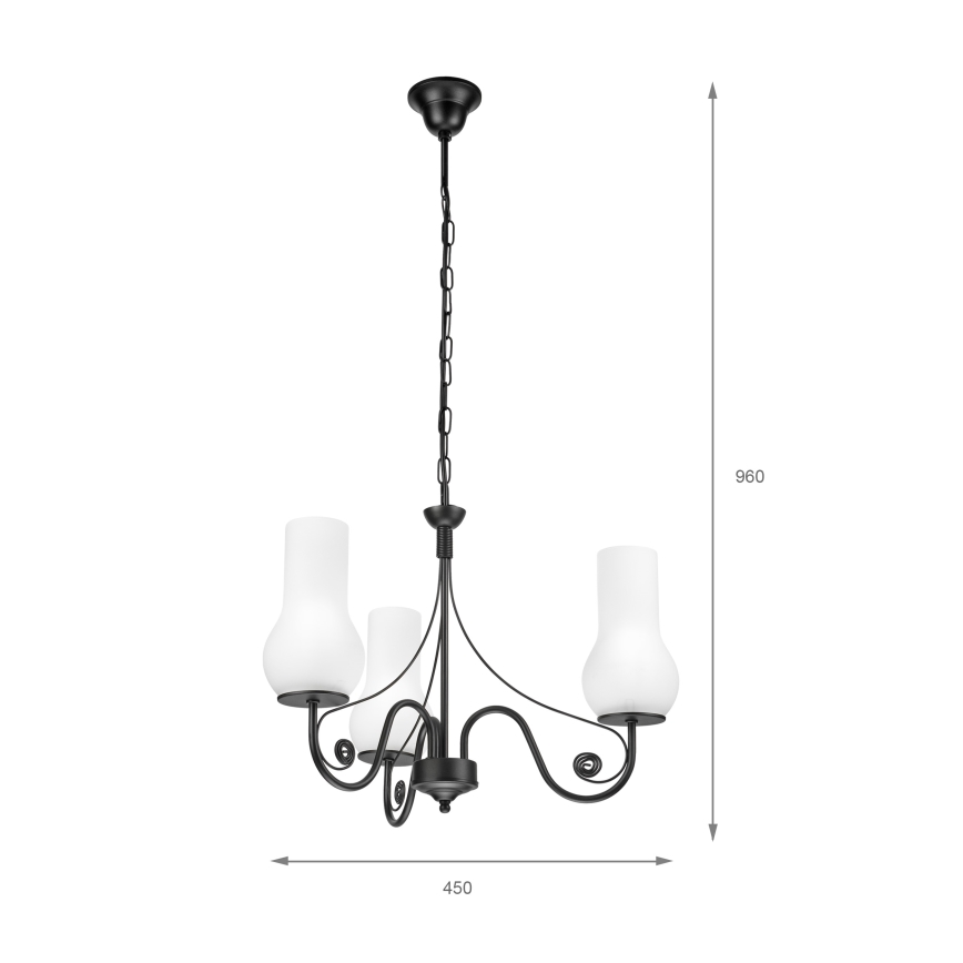 Brilagi - Pendel med kædeophæng COTTAGE 3xE14/40W/230V sort/hvid