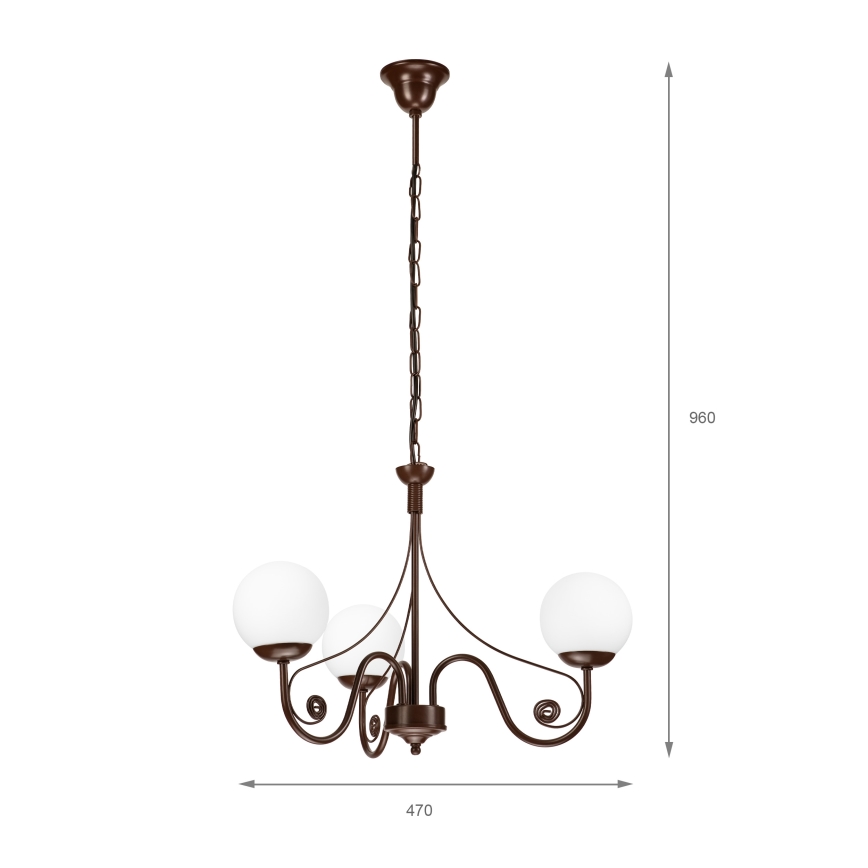 Brilagi - Pendel med kædeophæng COTTAGE 3xG9/40W/230V brun/hvid