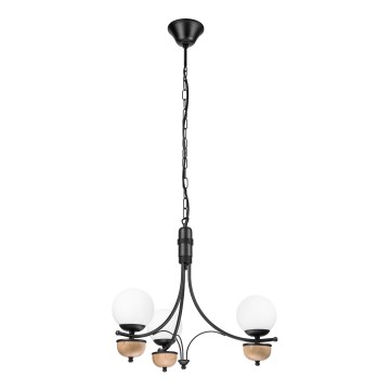 Brilagi - Pendel med kædeophæng COTTAGE 3xG9/40W/230V bøg/hvid