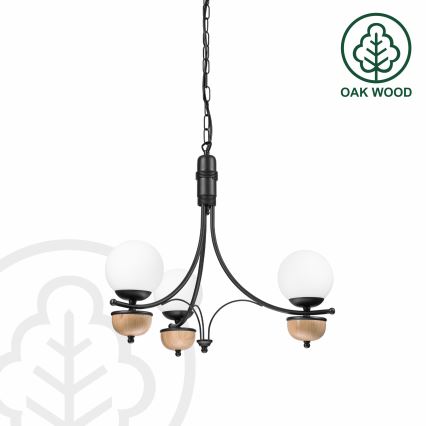 Brilagi - Pendel med kædeophæng COTTAGE 3xG9/40W/230V bøg/hvid