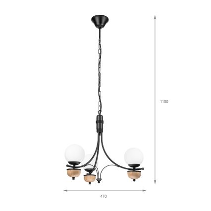 Brilagi - Pendel med kædeophæng COTTAGE 3xG9/40W/230V bøg/hvid