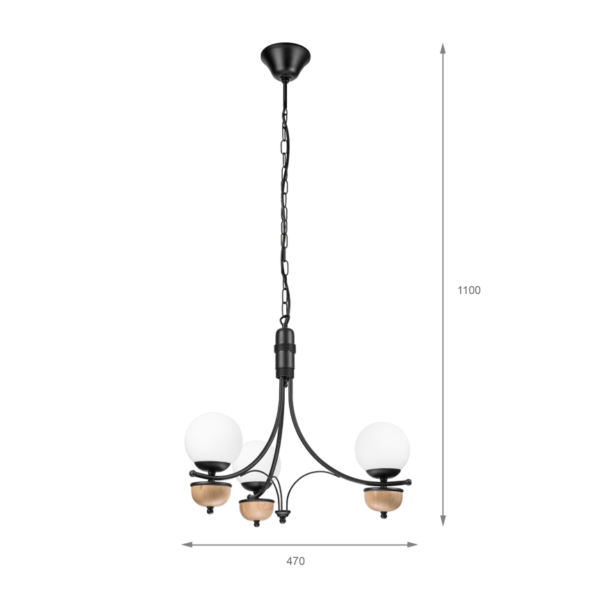 Brilagi - Pendel med kædeophæng COTTAGE 3xG9/40W/230V bøg/hvid