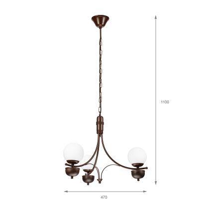 Brilagi - Pendel med kædeophæng COTTAGE 3xG9/40W/230V eg/hvid