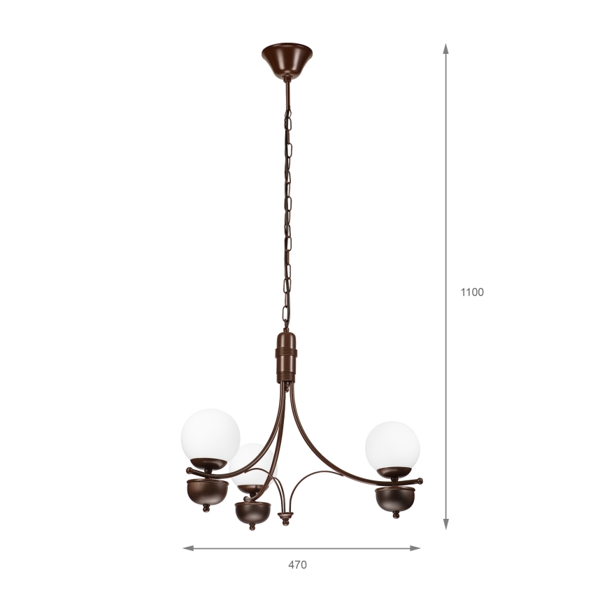 Brilagi - Pendel med kædeophæng COTTAGE 3xG9/40W/230V eg/hvid
