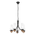Brilagi - Pendel med kædeophæng COTTAGE 5xE14/40W/230V bøg/hvid