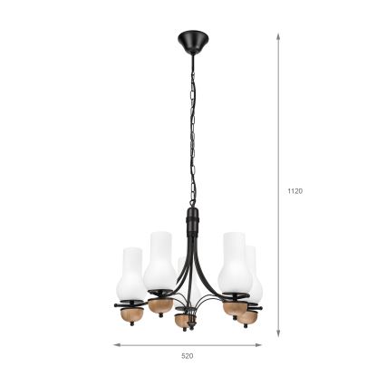Brilagi - Pendel med kædeophæng COTTAGE 5xE14/40W/230V bøg/hvid