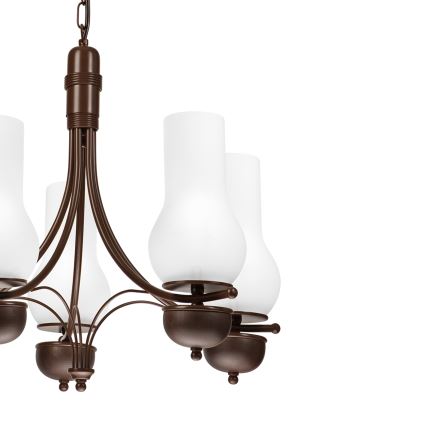 Brilagi - Pendel med kædeophæng COTTAGE 5xE14/40W/230V eg/hvid