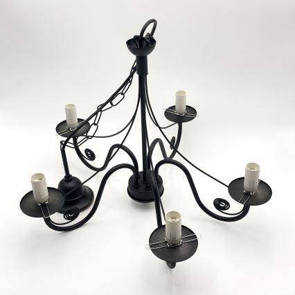 Brilagi - Pendel med kædeophæng COTTAGE 5xE14/40W/230V sort/brun
