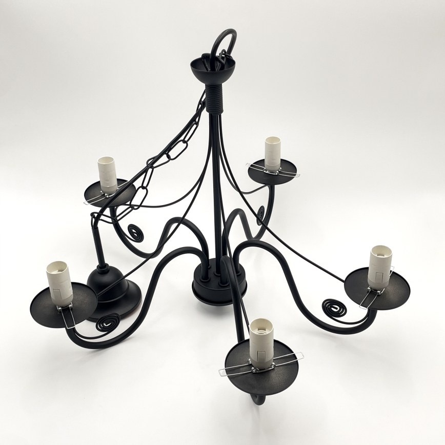 Brilagi - Pendel med kædeophæng COTTAGE 5xE14/40W/230V sort/brun