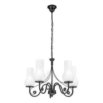 Brilagi - Pendel med kædeophæng COTTAGE 5xE14/40W/230V sort/hvid