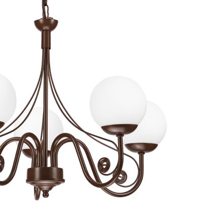 Brilagi - Pendel med kædeophæng COTTAGE 5xG9/40W/230V brun/hvid