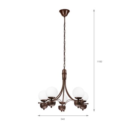 Brilagi - Pendel med kædeophæng COTTAGE 5xG9/40W/230V eg/hvid