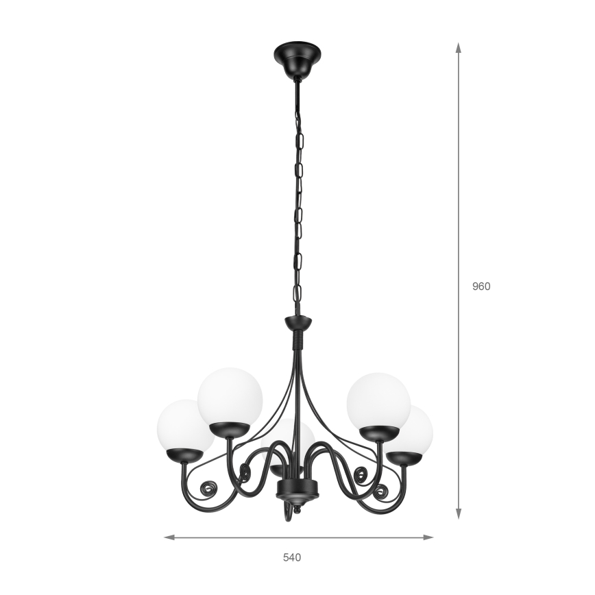 Brilagi - Pendel med kædeophæng COTTAGE 5xG9/40W/230V sort/hvid