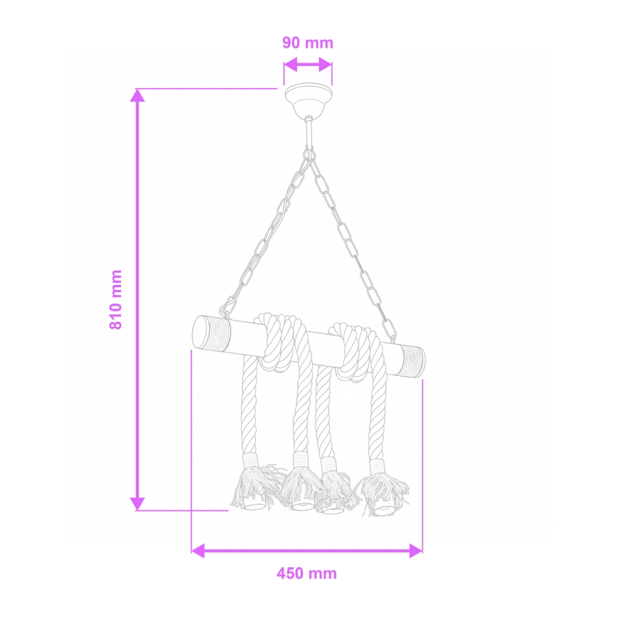 Brilagi - Pendel med kædeophæng KOS 4xE27/60W/230V bøg