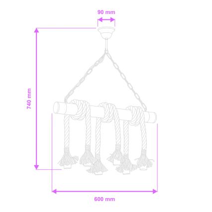 Brilagi - Pendel med kædeophæng KOS 6xE27/60W/230V bøg