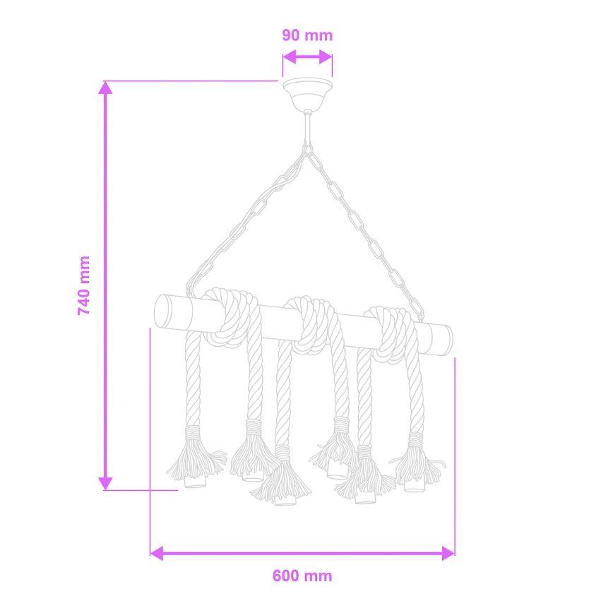Brilagi - Pendel med kædeophæng KOS 6xE27/60W/230V bøg