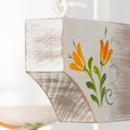 Brilagi - Pendel med kædeophæng QUEEN 2xE14/40W/230V bøg/cremefarvet