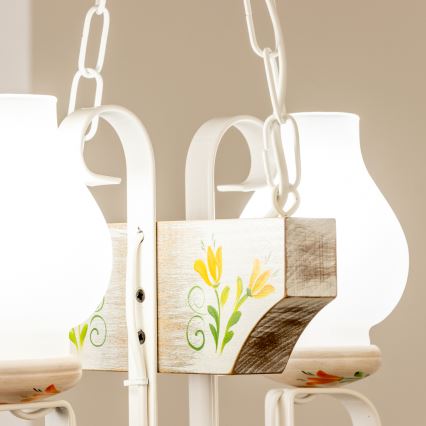 Brilagi - Pendel med kædeophæng QUEEN 2xE14/40W/230V bøg/cremefarvet