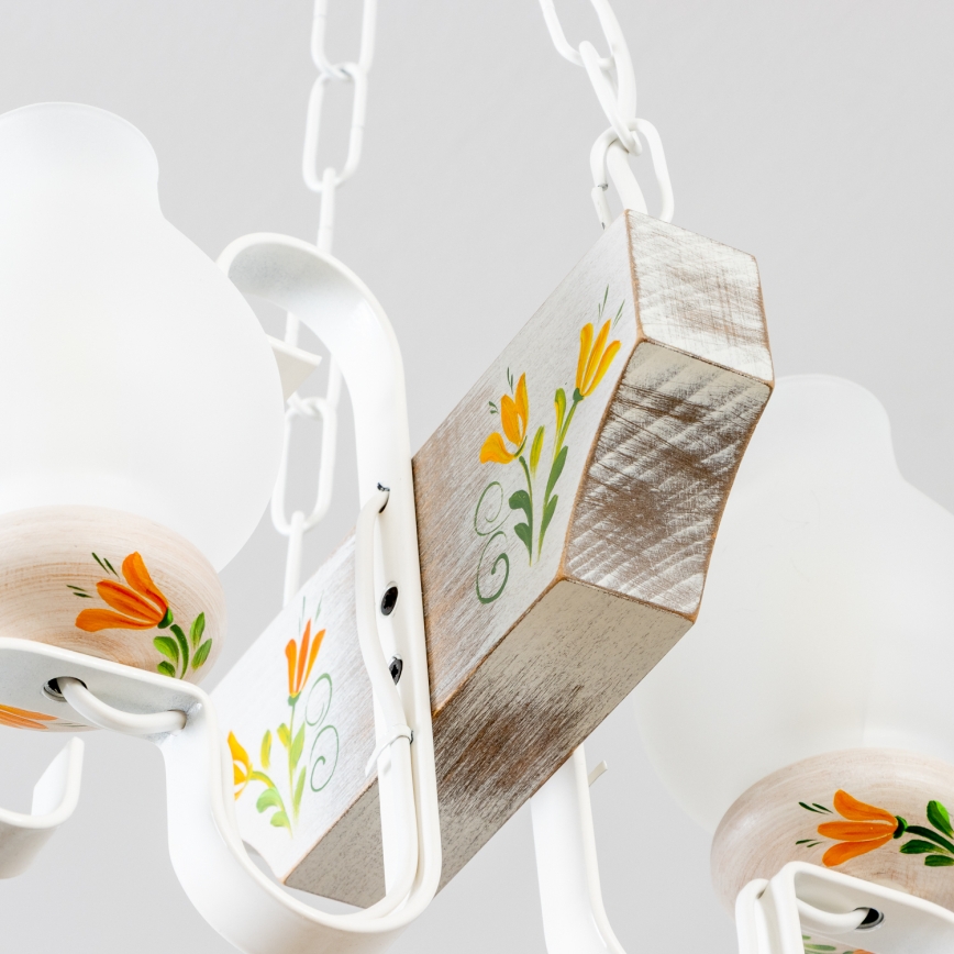 Brilagi - Pendel med kædeophæng QUEEN 2xE14/40W/230V bøg/cremefarvet