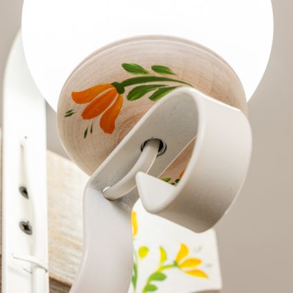 Brilagi - Pendel med kædeophæng QUEEN 2xE14/40W/230V bøg/cremefarvet