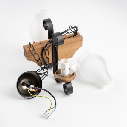 Brilagi - Pendel med kædeophæng QUEEN 2xE14/40W/230V bøg