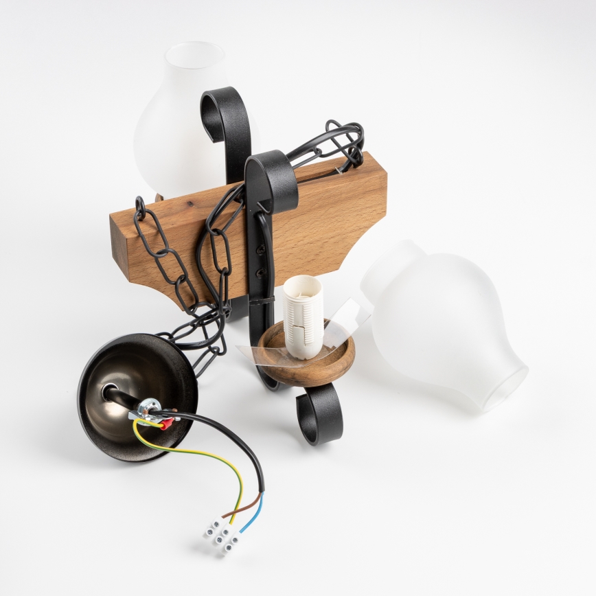 Brilagi - Pendel med kædeophæng QUEEN 2xE14/40W/230V bøg