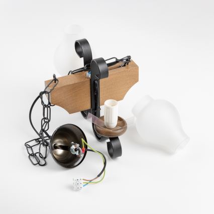 Brilagi - Pendel med kædeophæng QUEEN 2xE14/40W/230V bøg/valnød