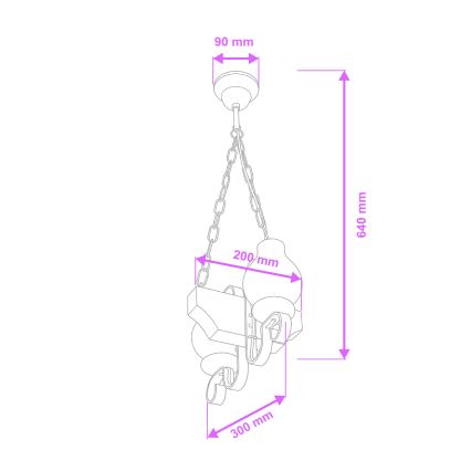 Brilagi - Pendel med kædeophæng QUEEN 2xE14/40W/230V bøg/valnød