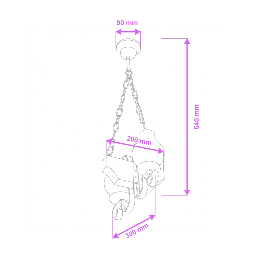 Brilagi - Pendel med kædeophæng QUEEN 2xE14/40W/230V bøg/valnød