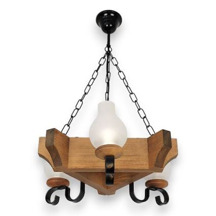 Brilagi - Pendel med kædeophæng QUEEN 3xE14/40W/230V bøg