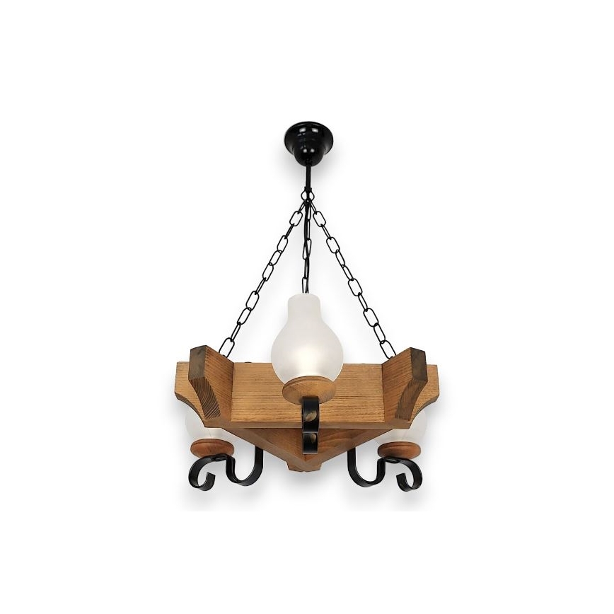 Brilagi - Pendel med kædeophæng QUEEN 3xE14/40W/230V bøg