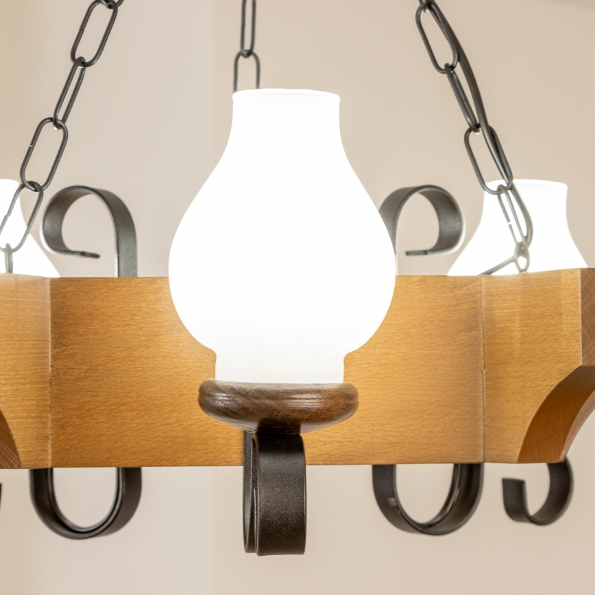 Brilagi - Pendel med kædeophæng QUEEN 3xE14/40W/230V bøg/valnød